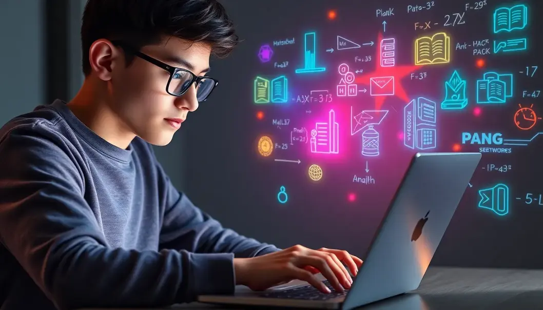 AI acting as a super assistant to help teenagers with homework.