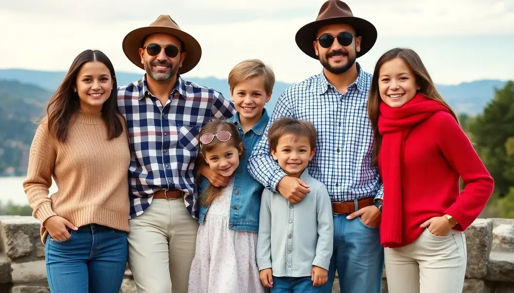 A family meticulously selecting a harmonious color palette for their outfits.