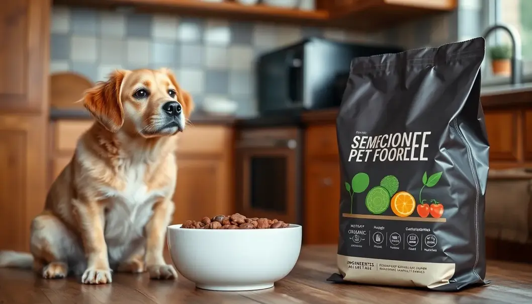 Pet owner choosing eco-friendly pet products in a sustainable store.