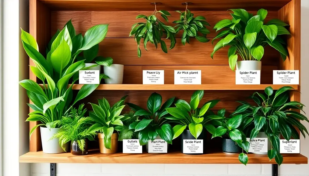 Air-purifying plants in a modern urban apartment setting.